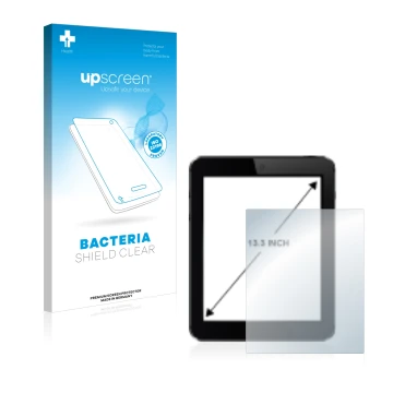 Parte frontale di una confezione del prodotto con il logo del marchio upscreen. Accanto è raffigurato il dispositivo con la re
