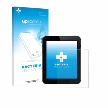 Parte frontale di una confezione del prodotto con il logo del marchio upscreen. Accanto è raffigurato il dispositivo con la re