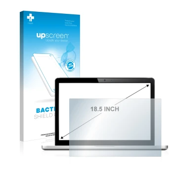 Parte frontale di una confezione del prodotto con il logo del marchio upscreen. Accanto è raffigurato il dispositivo con la re