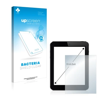 Parte frontale di una confezione del prodotto con il logo del marchio upscreen. Accanto è raffigurato il dispositivo con la re