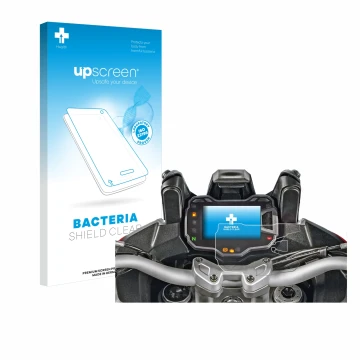 Parte frontale di una confezione del prodotto con il logo del marchio upscreen. Accanto è raffigurato il dispositivo Ducati Mu