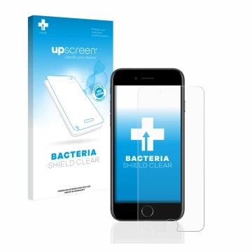 Parte frontale di una confezione del prodotto con il logo del marchio upscreen. Accanto è raffigurato il dispositivo Apple iPh