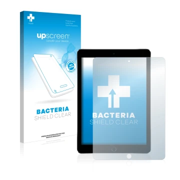 Parte frontale di una confezione del prodotto con il logo del marchio upscreen. Accanto è raffigurato il dispositivo Apple iPa