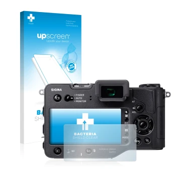 Parte frontale di una confezione del prodotto con il logo del marchio upscreen. Accanto è raffigurato il dispositivo Sigma SD 