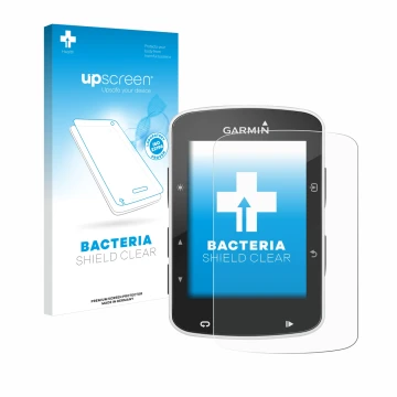 Parte frontale di una confezione del prodotto con il logo del marchio upscreen. Accanto è raffigurato il dispositivo Garmin Ed