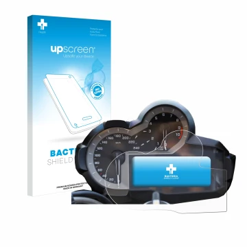 Parte frontale di una confezione del prodotto con il logo del marchio upscreen. Accanto è raffigurato il dispositivo BMW R 120