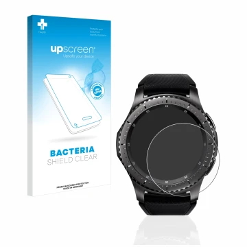 Parte frontale di una confezione del prodotto con il logo del marchio upscreen. Accanto è raffigurato il dispositivo Samsung G
