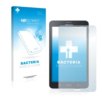 Parte frontale di una confezione del prodotto con il logo del marchio upscreen. Accanto è raffigurato il dispositivo Samsung G