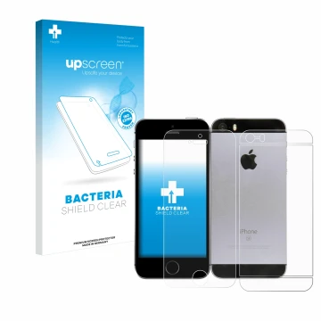 Parte frontale di una confezione del prodotto con il logo del marchio upscreen. Accanto è raffigurato il dispositivo Apple iPh