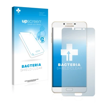 Parte frontale di una confezione del prodotto con il logo del marchio upscreen. Accanto è raffigurato il dispositivo Samsung G