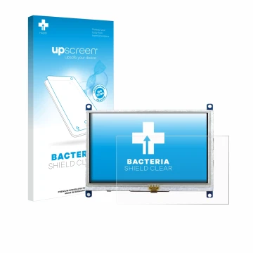 Parte frontale di una confezione del prodotto con il logo del marchio upscreen. Accanto è raffigurato il dispositivo Raspberry