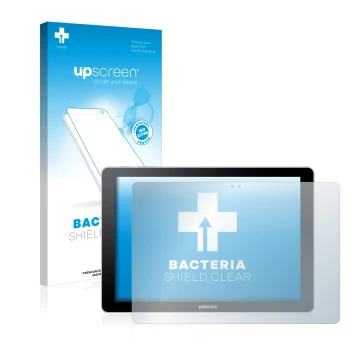 Parte frontale di una confezione del prodotto con il logo del marchio upscreen. Accanto è raffigurato il dispositivo Samsung G