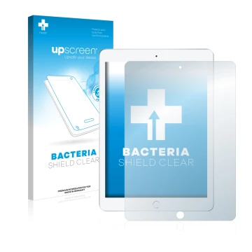 Parte frontale di una confezione del prodotto con il logo del marchio upscreen. Accanto è raffigurato il dispositivo Apple iPa
