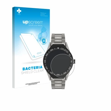 Parte frontale di una confezione del prodotto con il logo del marchio upscreen. Accanto è raffigurato il dispositivo TAG Heuer