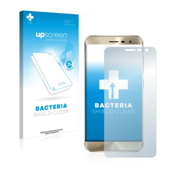Parte frontale di una confezione del prodotto con il logo del marchio upscreen. Accanto è raffigurato il dispositivo ASUS ZenF