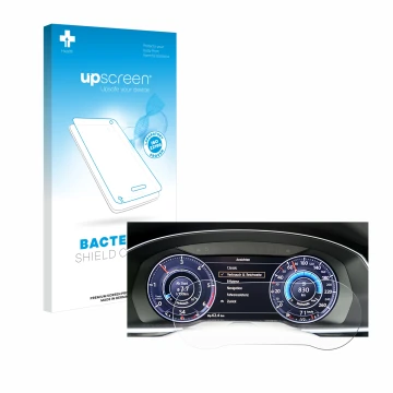 Parte frontale di una confezione del prodotto con il logo del marchio upscreen. Accanto è raffigurato il dispositivo Volkswage