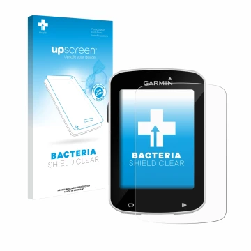 Parte frontale di una confezione del prodotto con il logo del marchio upscreen. Accanto è raffigurato il dispositivo Garmin Ed