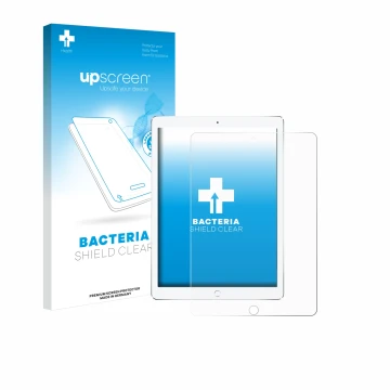 Parte frontale di una confezione del prodotto con il logo del marchio upscreen. Accanto è raffigurato il dispositivo Apple iPa
