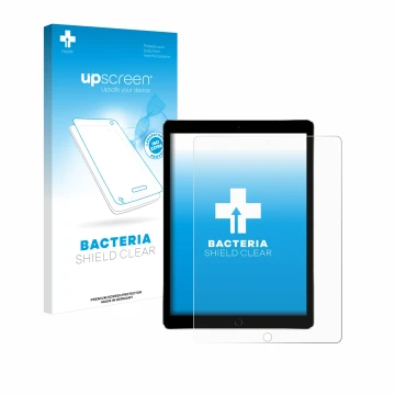 Parte frontale di una confezione del prodotto con il logo del marchio upscreen. Accanto è raffigurato il dispositivo Apple iPa