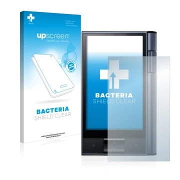 Parte frontale di una confezione del prodotto con il logo del marchio upscreen. Accanto è raffigurato il dispositivo Astell&Ke