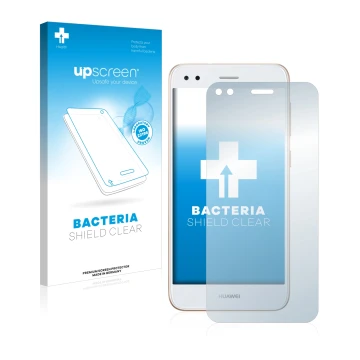 Parte frontale di una confezione del prodotto con il logo del marchio upscreen. Accanto è raffigurato il dispositivo Huawei P9