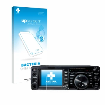 Parte frontale di una confezione del prodotto con il logo del marchio upscreen. Accanto è raffigurato il dispositivo Yaesu FT-