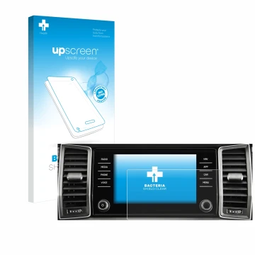 Parte frontale di una confezione del prodotto con il logo del marchio upscreen. Accanto è raffigurato il dispositivo Skoda Col