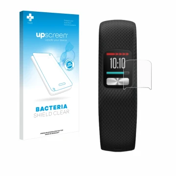 Parte frontale di una confezione del prodotto con il logo del marchio upscreen. Accanto è raffigurato il dispositivo Garmin Vi