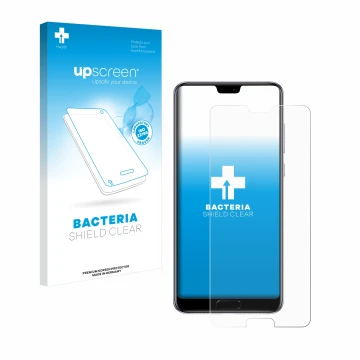 Parte frontale di una confezione del prodotto con il logo del marchio upscreen. Accanto è raffigurato il dispositivo Huawei P2