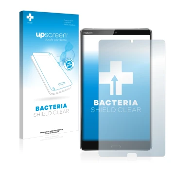 Parte frontale di una confezione del prodotto con il logo del marchio upscreen. Accanto è raffigurato il dispositivo Huawei Me