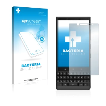 Parte frontale di una confezione del prodotto con il logo del marchio upscreen. Accanto è raffigurato il dispositivo BlackBerr