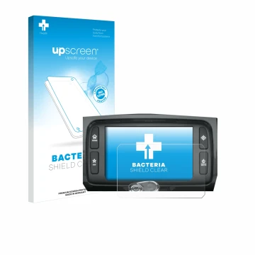 Parte frontale di una confezione del prodotto con il logo del marchio upscreen. Accanto è raffigurato il dispositivo Harley Da