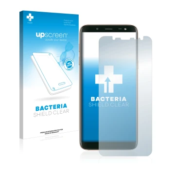 Parte frontale di una confezione del prodotto con il logo del marchio upscreen. Accanto è raffigurato il dispositivo Samsung G