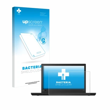 Parte frontale di una confezione del prodotto con il logo del marchio upscreen. Accanto è raffigurato il dispositivo Lenovo Th