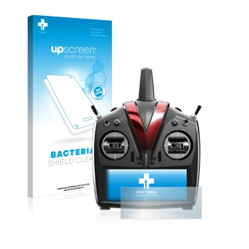 Parte frontale di una confezione del prodotto con il logo del marchio upscreen. Accanto è raffigurato il dispositivo VBar Cont