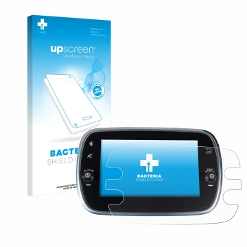 Parte frontale di una confezione del prodotto con il logo del marchio upscreen. Accanto è raffigurato il dispositivo Fiat 500X