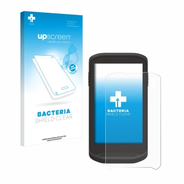 Parte frontale di una confezione del prodotto con il logo del marchio upscreen. Accanto è raffigurato il dispositivo Zebra TC2