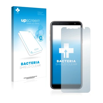 Parte frontale di una confezione del prodotto con il logo del marchio upscreen. Accanto è raffigurato il dispositivo Samsung G