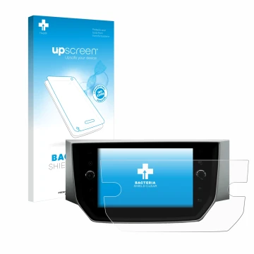 Parte frontale di una confezione del prodotto con il logo del marchio upscreen. Accanto è raffigurato il dispositivo Seat Ibiz