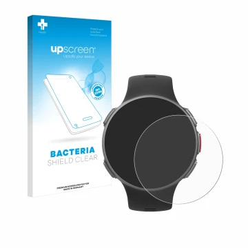 Parte frontale di una confezione del prodotto con il logo del marchio upscreen. Accanto è raffigurato il dispositivo Polar Van