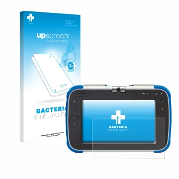 Parte frontale di una confezione del prodotto con il logo del marchio upscreen. Accanto è raffigurato il dispositivo Vtech Sto