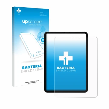 Parte frontale di una confezione del prodotto con il logo del marchio upscreen. Accanto è raffigurato il dispositivo Apple iPa