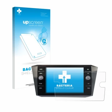 Parte frontale di una confezione del prodotto con il logo del marchio upscreen. Accanto è raffigurato il dispositivo Volkswage