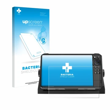 Parte frontale di una confezione del prodotto con il logo del marchio upscreen. Accanto è raffigurato il dispositivo Lowrance 