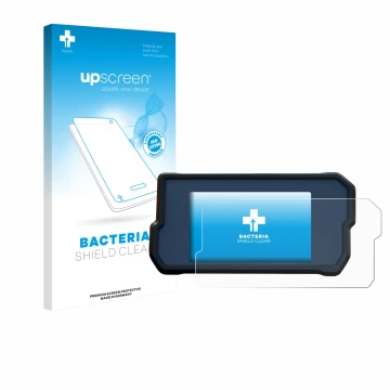 Parte frontale di una confezione del prodotto con il logo del marchio upscreen. Accanto è raffigurato il dispositivo KTM 390 D