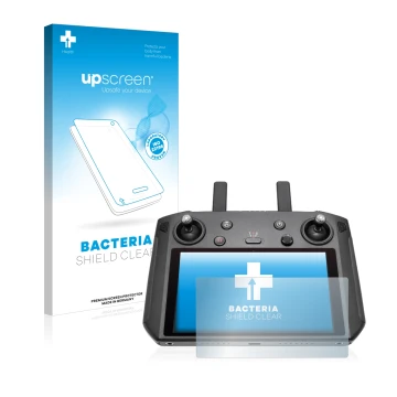 Parte frontale di una confezione del prodotto con il logo del marchio upscreen. Accanto è raffigurato il dispositivo DJI Smart