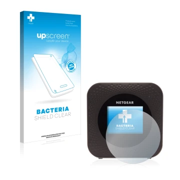 Parte frontale di una confezione del prodotto con il logo del marchio upscreen. Accanto è raffigurato il dispositivo Netgear N