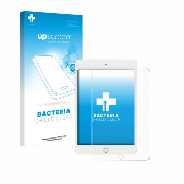 Parte frontale di una confezione del prodotto con il logo del marchio upscreen. Accanto è raffigurato il dispositivo Apple iPa