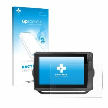 Parte frontale di una confezione del prodotto con il logo del marchio upscreen. Accanto è raffigurato il dispositivo Garmin EC