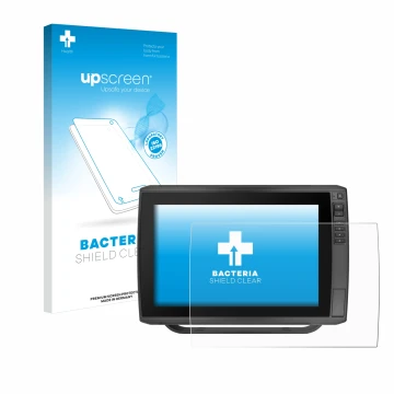 Parte frontale di una confezione del prodotto con il logo del marchio upscreen. Accanto è raffigurato il dispositivo Garmin EC